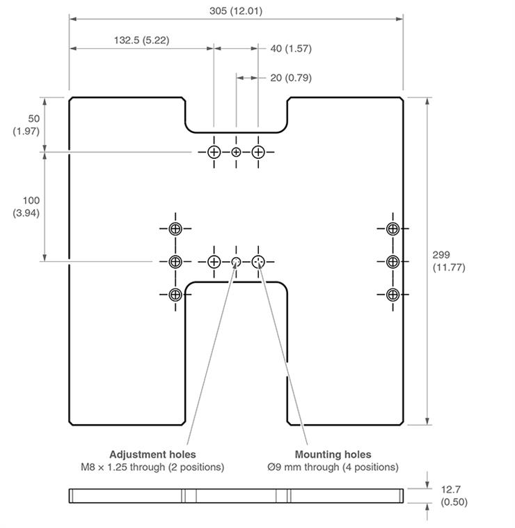 ACR2 port pair mounting - dimensions