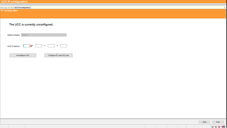 Technical drawing:  Technical drawing:  Setting the IP address of the UCC controller 4