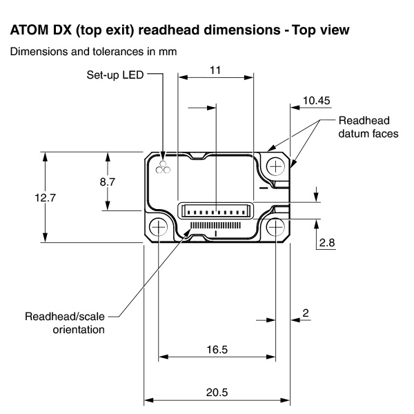 Product A4L0Y00Z10F, ATOM DX™ readhead for linear miniature 