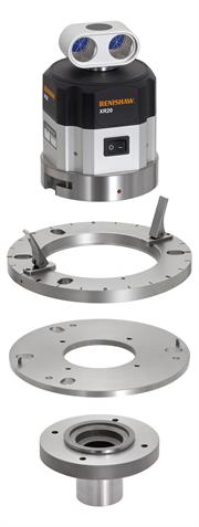 Cross-section of XR20 rotary axis calibrator mounting