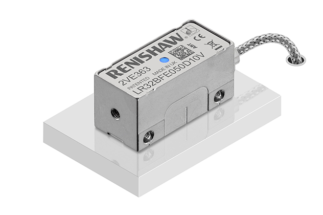 RESOLUTE™ UHV optical encoder on a plinth with a white background