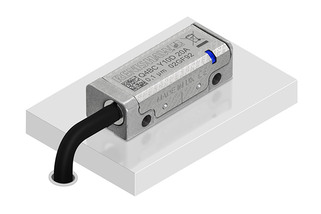 QUANTiC™ optical encoder on a white plinth