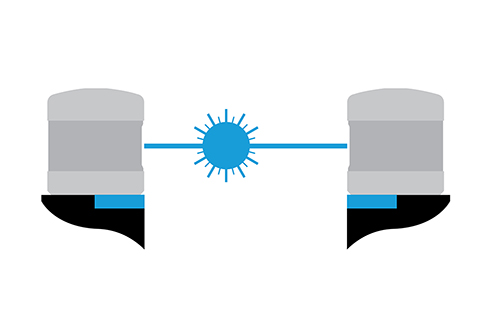 Icon of NC4+ Blue with blue laser shining out