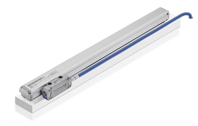 FORTiS-S Wegmesssystem in geschlossener Bauweise auf weißem Sockel