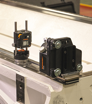 XK20 alignment laser system on machine casting