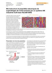 Article de fond :  Microstructure et propriétés mécaniques de superalliages de nickel produits par un système AM industriel multi-laser Ren